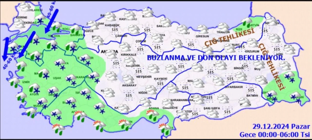 Kar yağışı hem doğudan hem batıdan bastıracak: 9 ile sarı kodlu uyarı! 28 Aralık hava durumu - 5. Resim