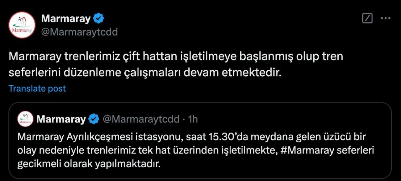 Marmaray Ayrılıkçeşmesi durağında intihar girişimi sonrası seferler duraksadı - 1. Resim
