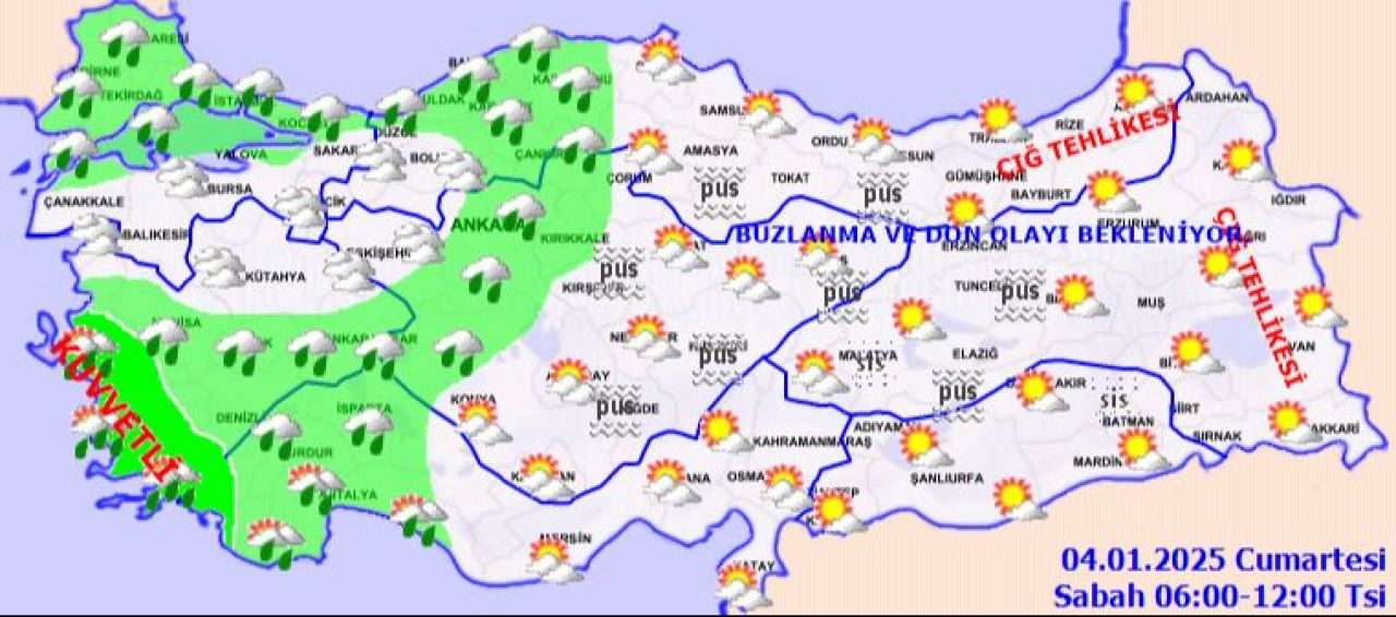 Meteoroloji'den turuncu ve sarı alarm: Hiç durmadan yağacak! İşte 4 Ocak 2025 il il hava durumu - 1. Resim