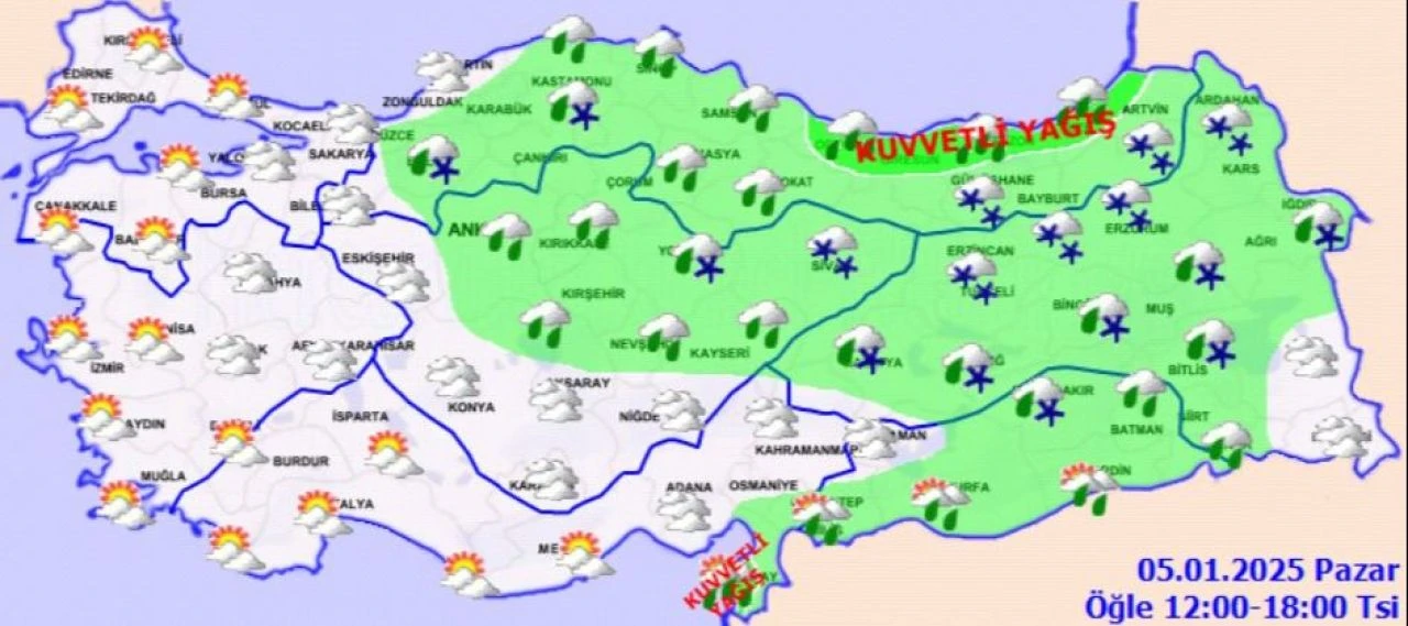 Meteoroloji uyardı kar fırtınası ve sağanak geliyor! İşte 5 Ocak Pazar günü hava durumu - 2. Resim