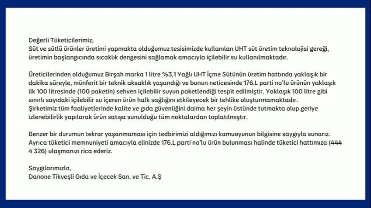 Birşah marka sütte su çıktı, Danone’nin açıklaması şaşırttı! Bakanlık harekete geçti - 2. Resim