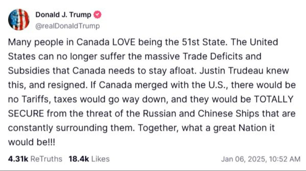 Kanada'ya göz koyan Donald Trump'tan Justin Trudeau'nun istifasının ardından dikkat çeken sözler