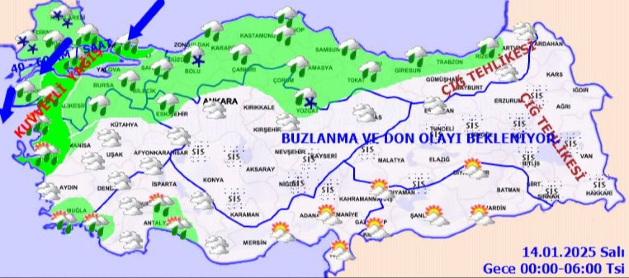 Meteoroloji'den 13 il için sarı kodlu uyarı! İşte 13 Ocak 2025 il il hava durumu - 4. Resim