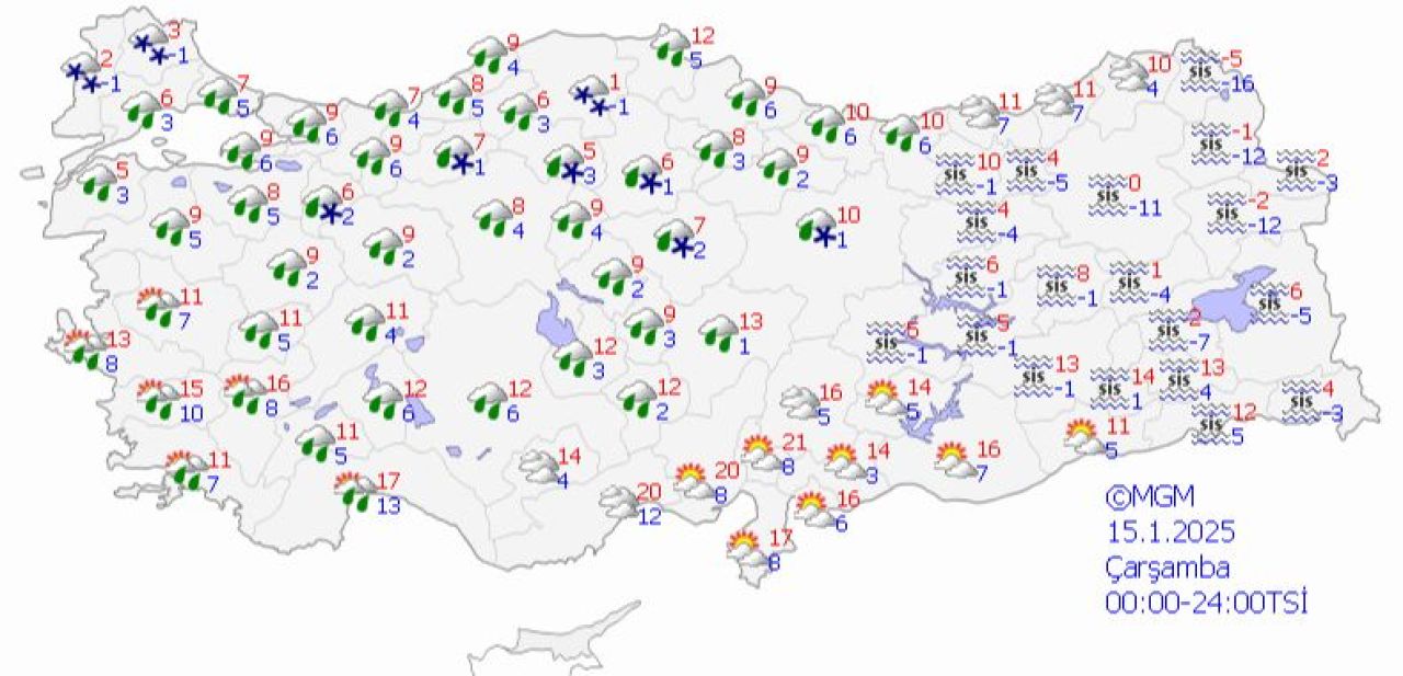 Meteoroloji'den son dakika kar uyarısı! Tam 25 ilde yağacak | 15 Ocak hava durumu - 1. Resim