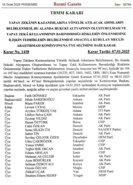 Yapay Zekâ Meclis Araştırma Komisyonu nedir? Üyeler belli oldu - 1. Resim