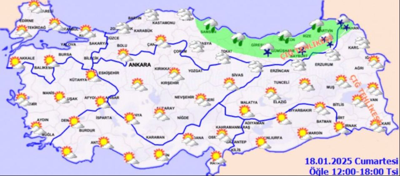 Meteoroloji hava durumu haritasında uyardı: 18 Ocak Cumartesi günü kar, sağanak ve sis bekleyen iller - 2. Resim