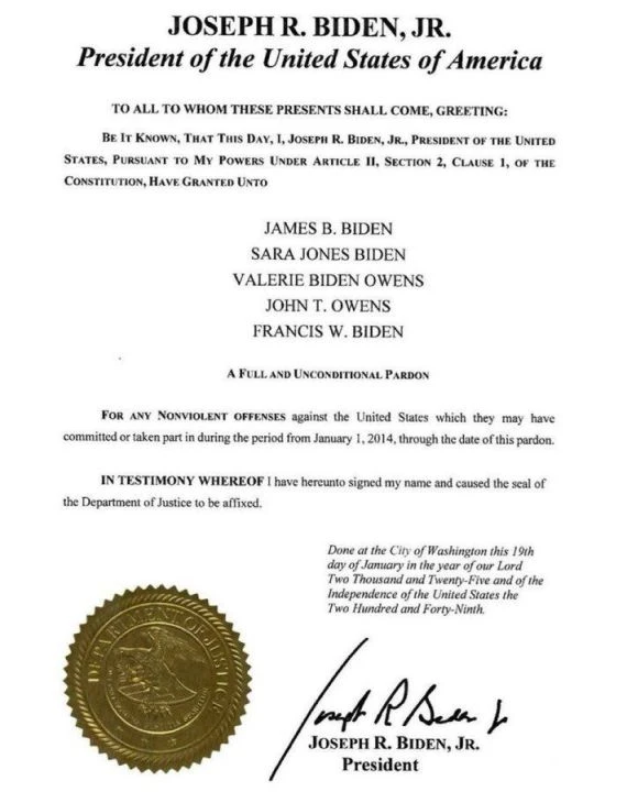 Joe Biden giderayak ailesine özel karara imza attı! Trump'tan tepki geldi Joe Biden giderayak ailesine özel karara imza attı! Trump'tan tepki geldi - 1. Resim