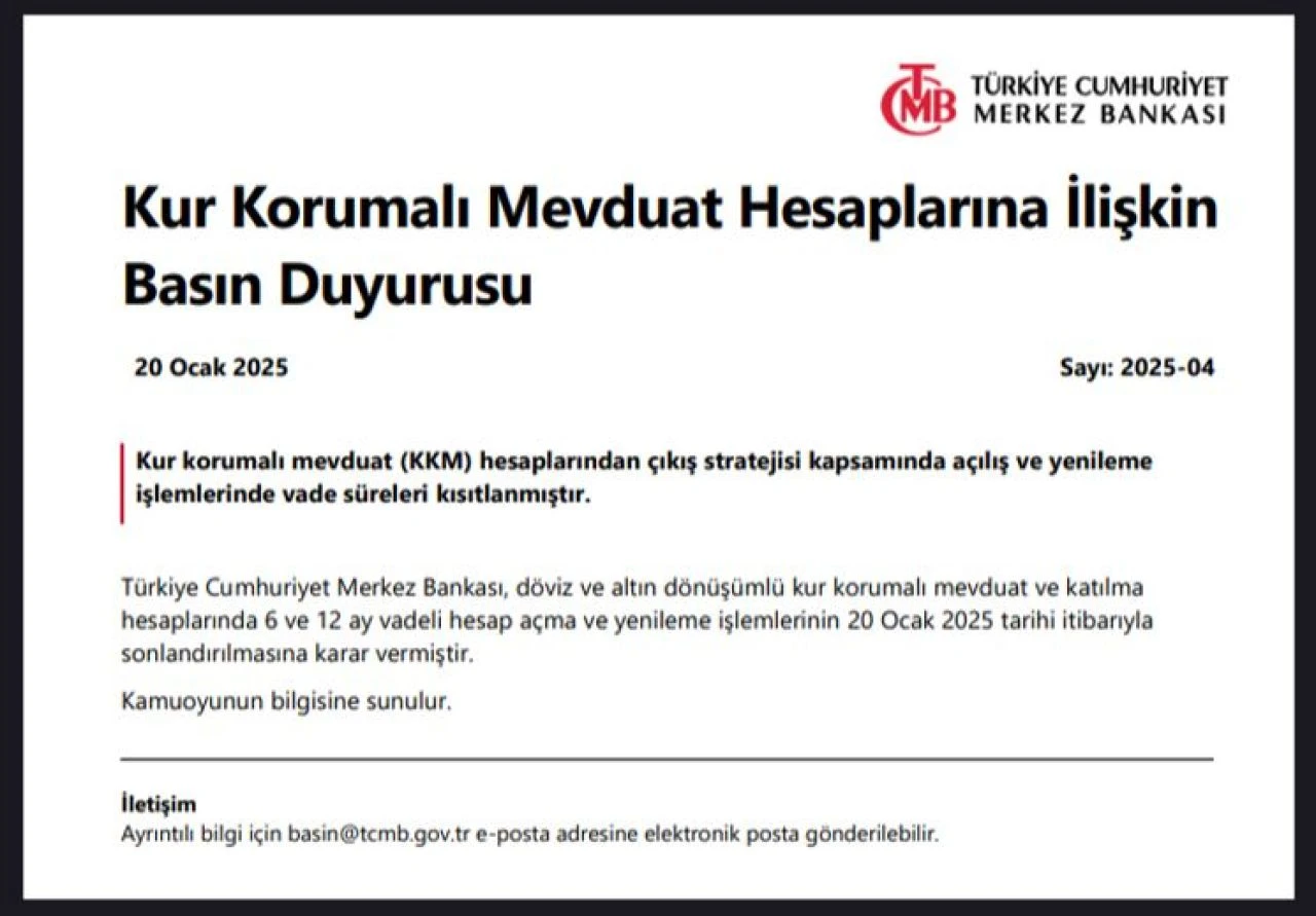 Merkez Bankası KKM için yeni bir karar daha aldı! Vade süreleri kısaldı