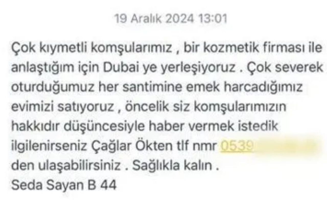 Dubai'ye yerleşecek iddialarını yalanlayan Seda Sayan'ın komşularına attığı mesaj ortaya çıktı - 2. Resim