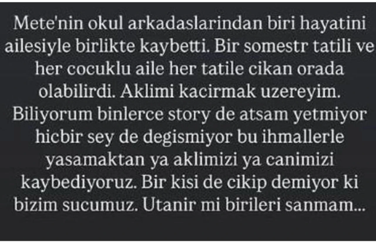 Berfu Yenenler, Bolu Kartalkaya yangıyla ilgili konuştu: Mete’nin sınıf arkadaşı ve ailesi öldü - 1. Resim