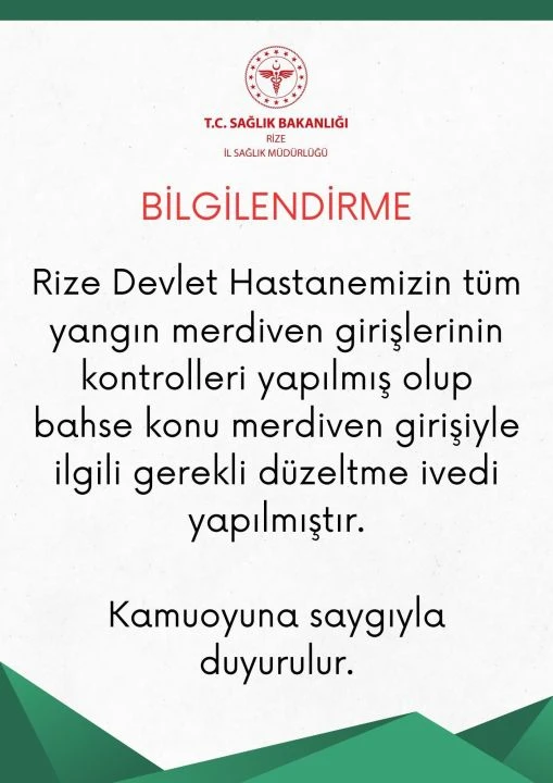 Rize devlet hastanesinde isyan ettiren görüntü! Yangın merdiveni kablo ile kapatıldı - 3. Resim