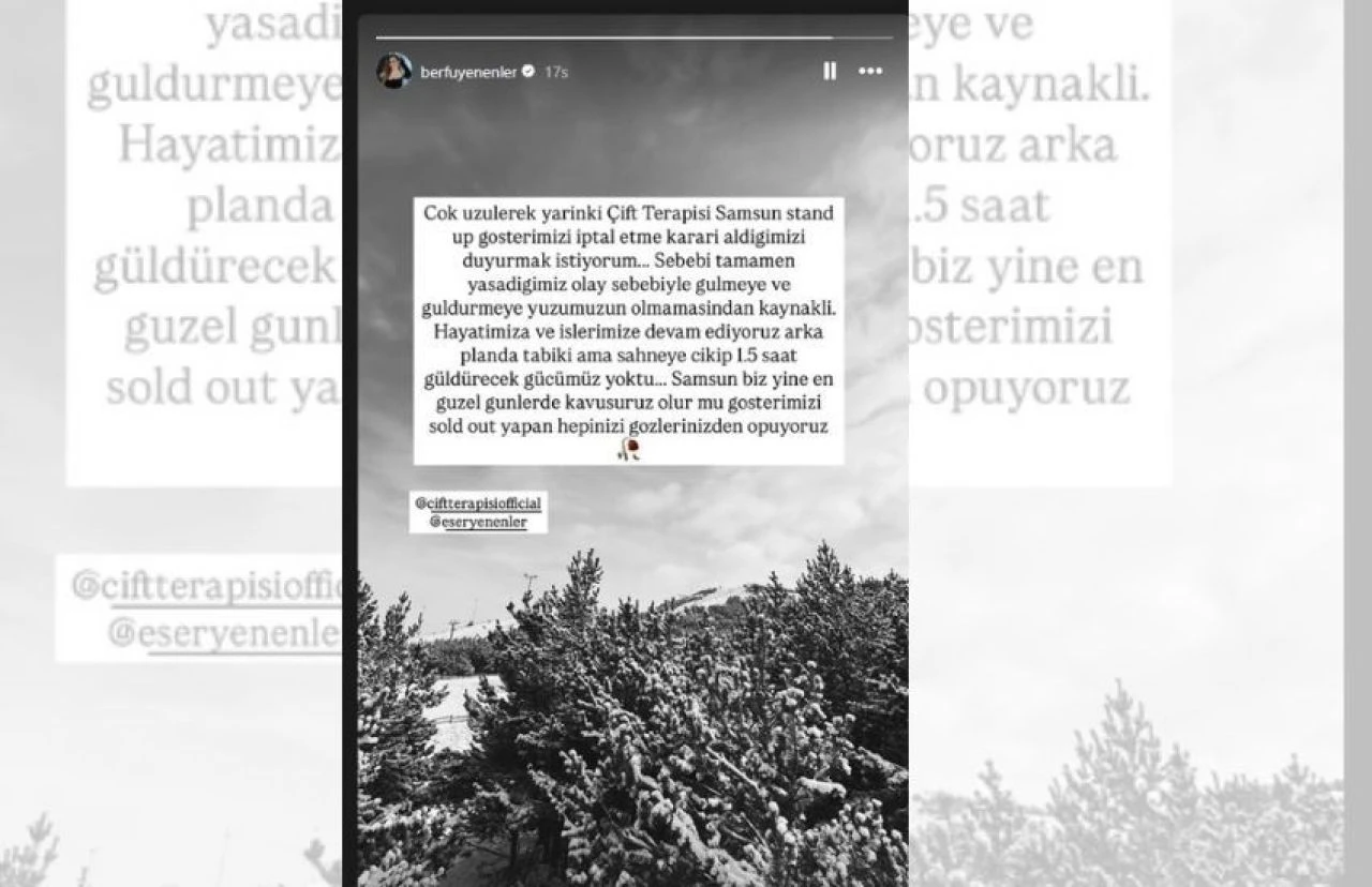 Berfu Yenenler ile Eser Yenenler gösterilerini iptal etti: Gülmeye ve güldürmeye yüzümüzün olmamasından kaynaklı