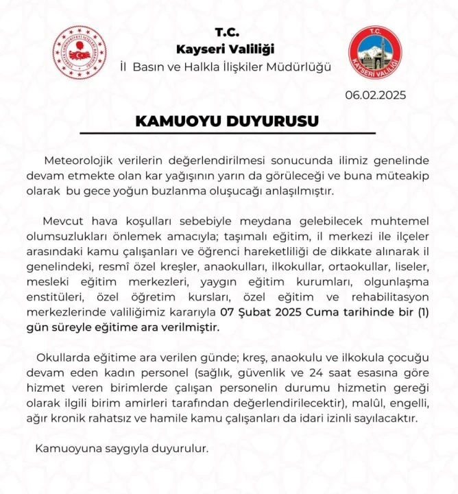 Kayseri okullar tatil mi 7 Şubat? SON DAKİKA! - 4. Resim