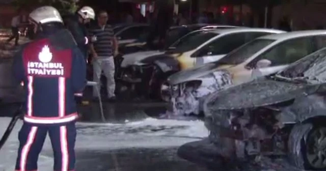 17 araç alev alev yandı
