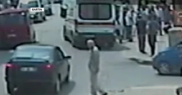 Otobüs adama böyle çarptı
