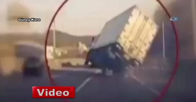 İki tekerlek üzerinde gitti ama devrilmedi !