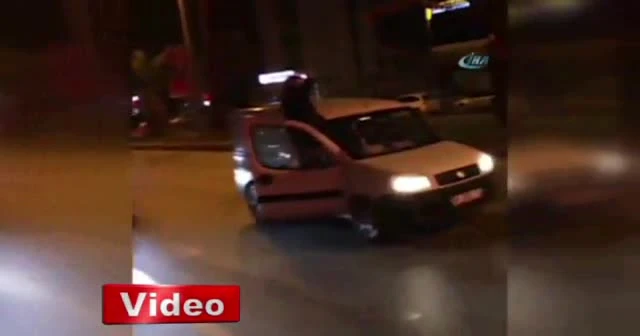 Kırmızı ışıkta şınav çektiler