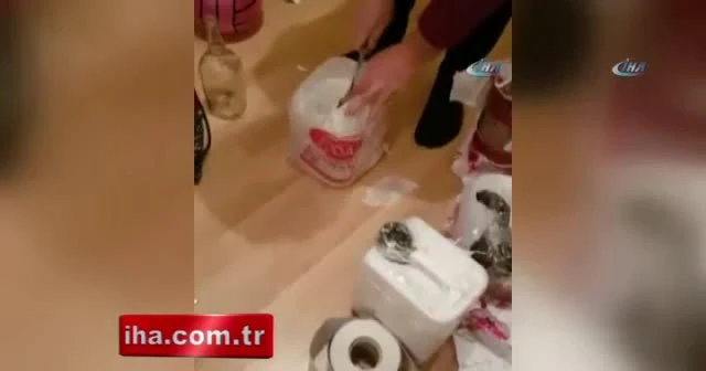 Sahte içki imalathanesine operasyon kamerada
