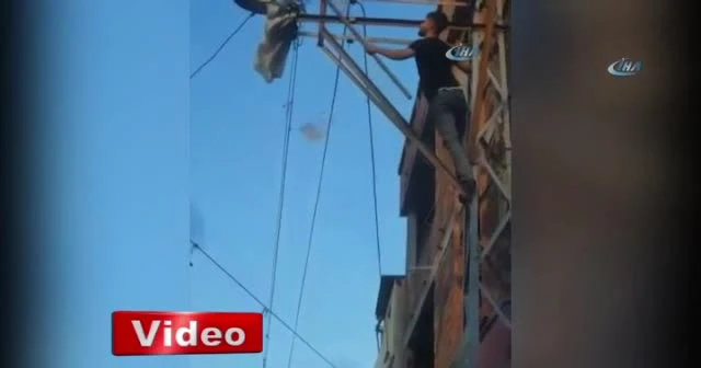 Güvercini kurtarmak için canını hiçe saydı