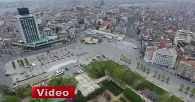Taksim'de sessiz 1 Mayıs havadan görüntülendi