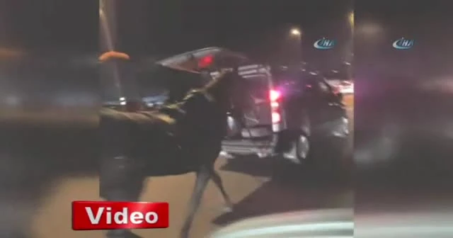 Vicdansız sürücü arabasının arkasına bağladığı atı peşinden koşturdu