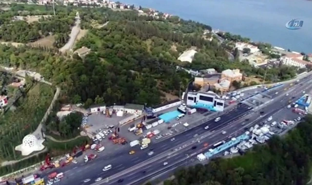 15 Temmuz Şehitler Köprüsü'nde son hazırlıklar havadan görüntülendi