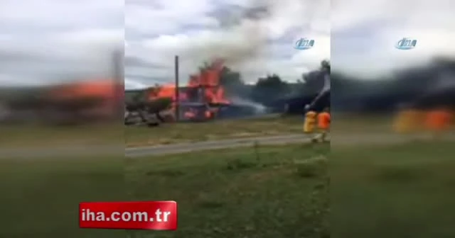 Ev yangınına helikopterli müdahale