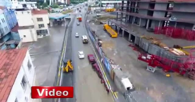 Halkalı'da sel havadan böyle görüntülendi