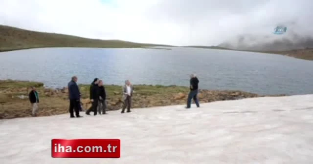 Temmuz ayında kartopu oynadılar