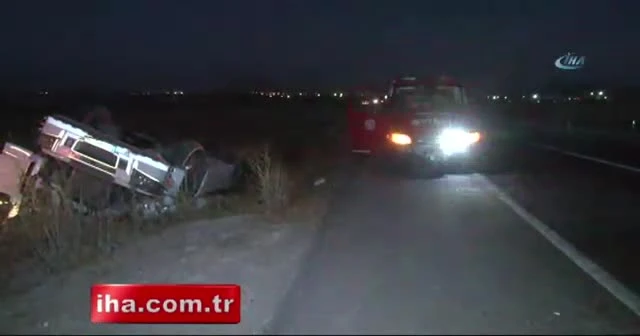 İnşaat malzemeleri taşıyan TIR takla attı: 1 ölü, 1 yaralı