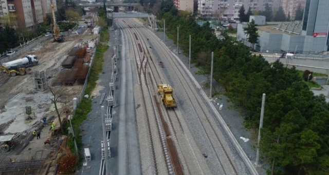 Halkalı-Sirkeci Banliyö hattında başlayan test sürüşleri havadan görüntülendi