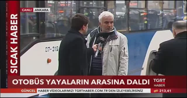 Ankara'da belediye otobüsü yayaların arasına daldı