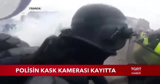 Fransa'da protestolar sırasında yaşananlar kask kamerasına yansıdı!