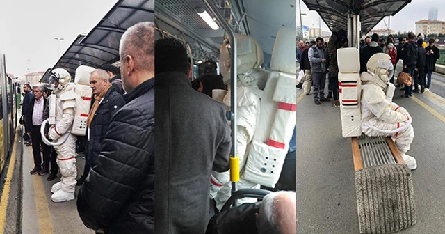 Metrobüste 'astronot' şaşkınlığı