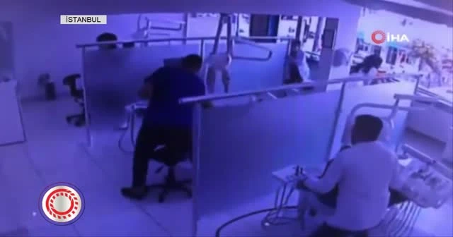 Dişçide deprem anı kamerada