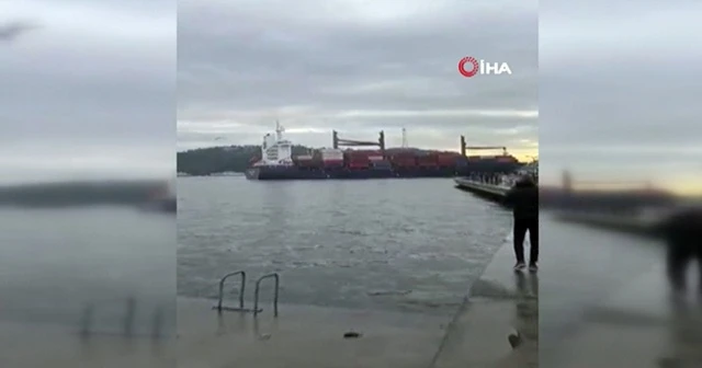 Rumeli Hisarı açıklarında bir yük gemisi kıyıya çarptı!