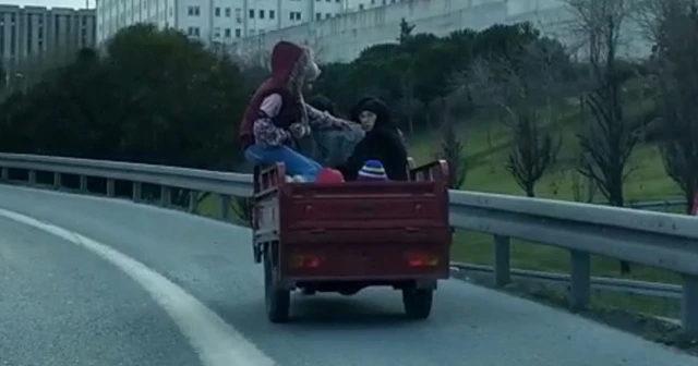 E5’te motosikletle tehlikeli yolculuk