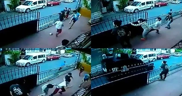 Kısıtlama gününde top oynayan çocuklar polisi görünce böyle kaçtı