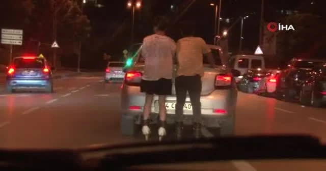 Caddebostan Sahil'de patenli gençlerin tehlikeli yolculuğu