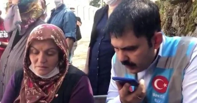 Bakan Kurum’dan selde eşi kaybolan kadına destek