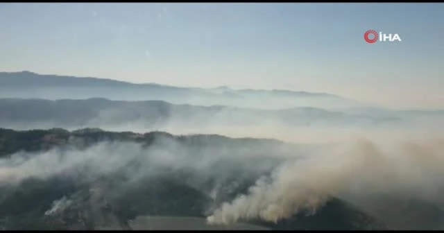 Bakan Pakdemirli, sabah saatlerinde helikopterle yangın bölgesini inceledi
