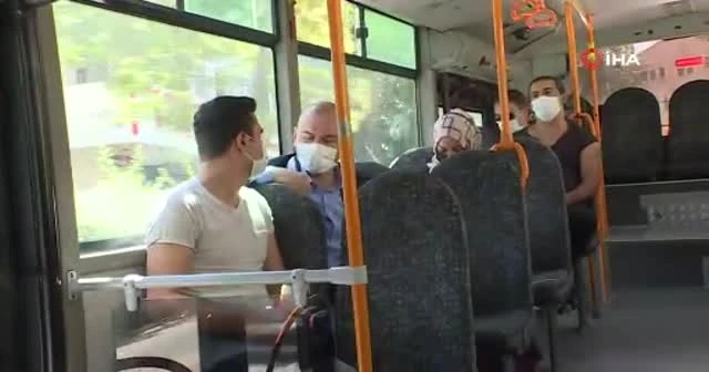 Bakan Soylu korona virüs denetimine katıldı, otobüse bindi