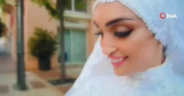 Beyrut'ta bir çift düğün fotoğrafı çektirdiği sırada patlamaya yakalandı