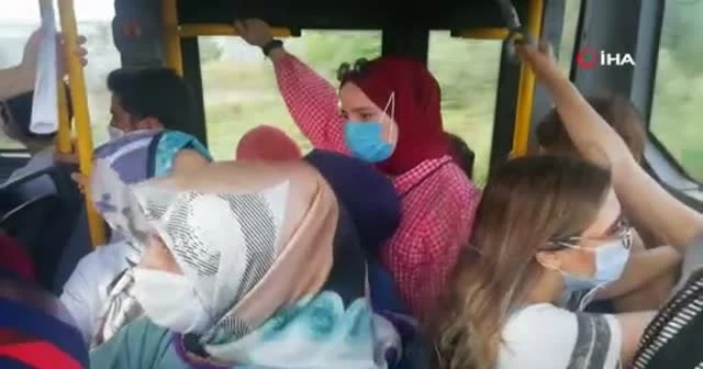 Halk otobüsünde nefes alacak yer kalmadı