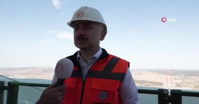 Bakan Karaismailoğlu, 318 metre yüksekten 1915 Çanakkale Köprüsünü inceledi