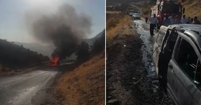 Seyir halindeki araç alev topuna döndü