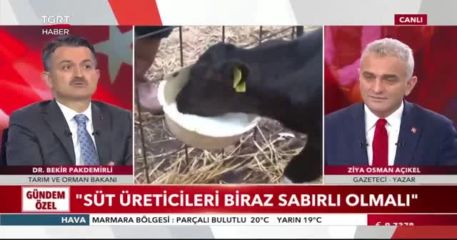 Bakan Pakdemirli TGRT Haber'de müjdeyi verdi
