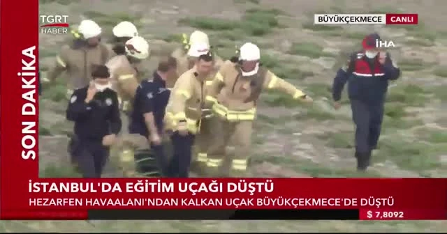 Büyükçekmece'de düşen eğitim uçağının pilotu yaralı olarak kurtarıldı
