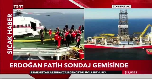 Cumhurbaşkanı Erdoğan yeni doğalgaz rezervini açıklamak üzere Fatih gemisinde