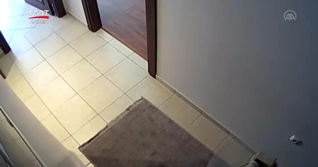 Deprem anında kedinin kaçışması güvenlik kamerasında!